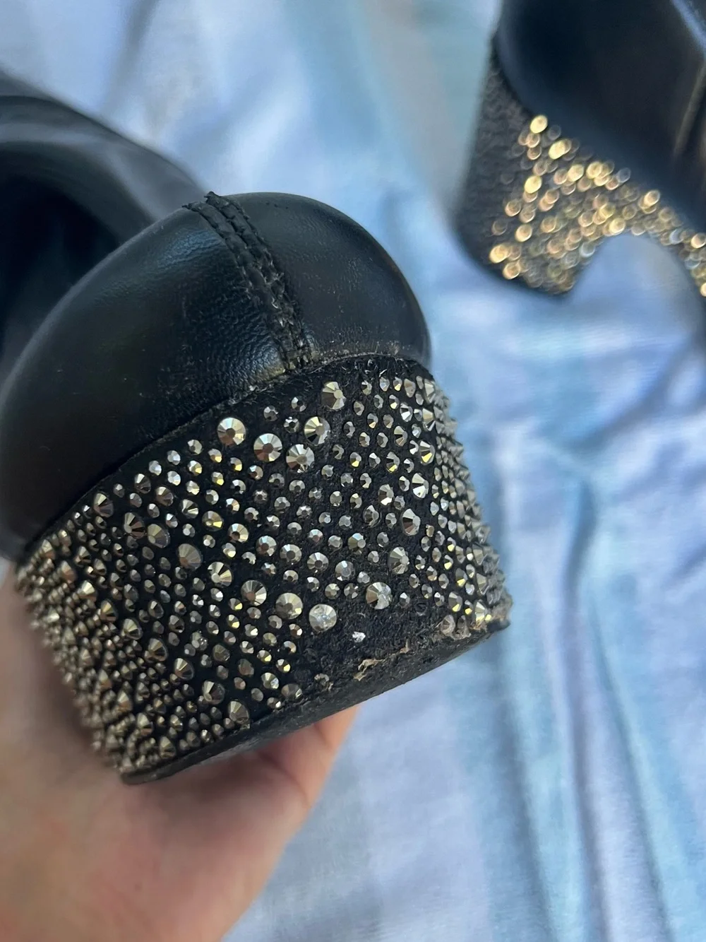 Azalea Wang black rhinestoned boots